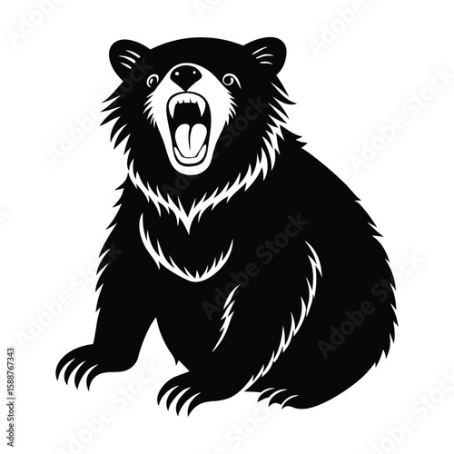 Roaring Bear Silhouette Vector Graphic Fierce Animal Image