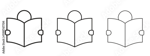 Reading icon thin line symbol on white background, editable stroke vector illustration