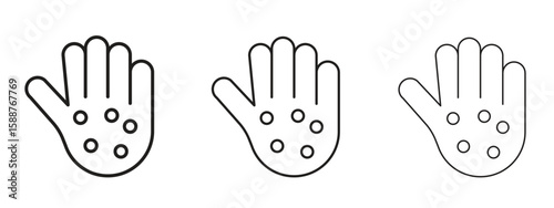 Rash hand icon thin line symbol on white background, editable stroke vector illustration