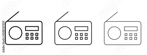 Radio icon thin line symbol on white background, editable stroke vector illustration
