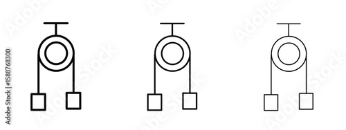 Pulley icon thin line symbol on white background, editable stroke vector illustration