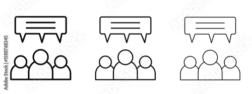 Public opinion icon thin line symbol on white background, editable stroke vector illustration