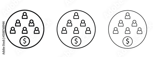 Ponzi scheme icon thin line symbol on white background, editable stroke vector illustration