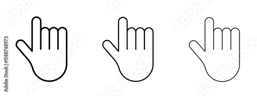 Pointing hand icon thin line symbol on white background, editable stroke vector illustration