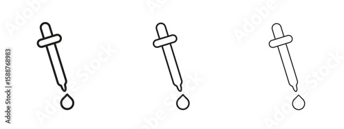 Pipette icon thin line symbol on white background, editable stroke vector illustration