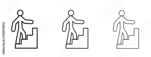 People Climbing icon thin line symbol on white background, editable stroke vector illustration