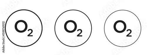 Oxygen O2 icon thin line symbol on white background, editable stroke vector illustration