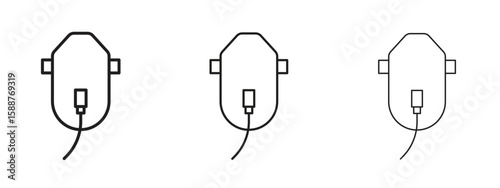 Oxygen mask icon thin line symbol on white background, editable stroke vector illustration