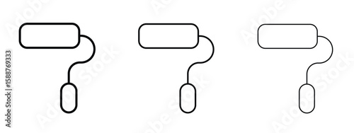 Paint roller icon thin line symbol on white background, editable stroke vector illustration