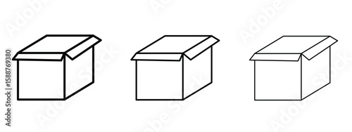 Open box icon thin line symbol on white background, editable stroke vector illustration