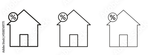 Mortgage rate icon thin line symbol on white background, editable stroke vector illustration