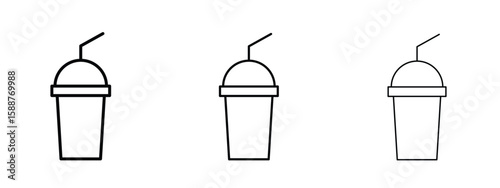 Milkshake icon thin line symbol on white background, editable stroke vector illustration