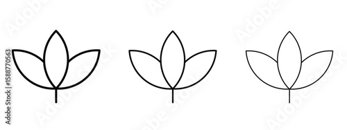 Lotus flower icon thin line symbol on white background, editable stroke vector illustration