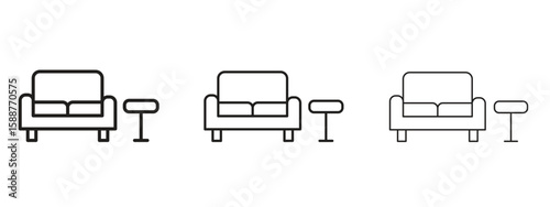 Lounge icon thin line symbol on white background, editable stroke vector illustration