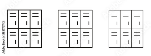 Locker icon thin line symbol on white background, editable stroke vector illustration