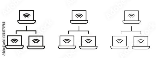 Local network icon thin line symbol on white background, editable stroke vector illustration