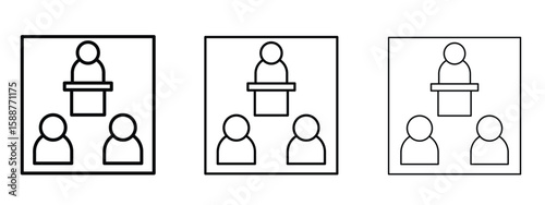 Lecture icon thin line symbol on white background, editable stroke vector illustration