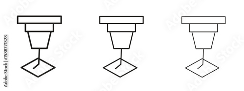 Laser machine icon thin line symbol on white background, editable stroke vector illustration