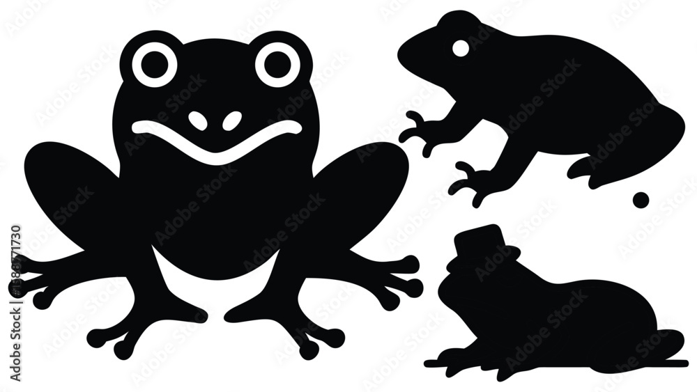 Fototapeta premium black and white cartoon frogs