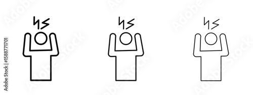 Irritated human icon thin line symbol on white background, editable stroke vector illustration