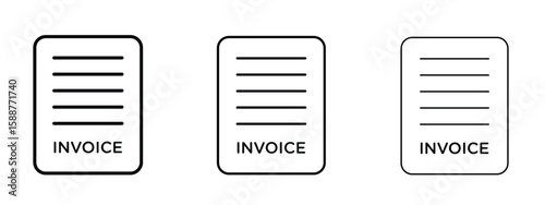 Invoice icon thin line symbol on white background, editable stroke vector illustration