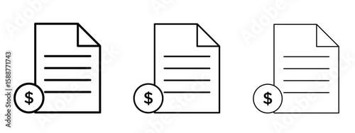 Invoice icon thin line symbol on white background, editable stroke vector illustration