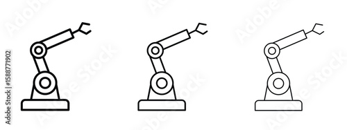 Industrial robot icon thin line symbol on white background, editable stroke vector illustration