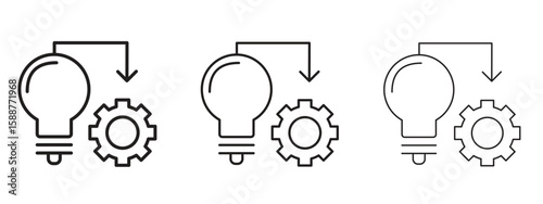 Implementation icon thin line symbol on white background, editable stroke vector illustration