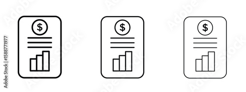 Income statement icon thin line symbol on white background, editable stroke vector illustration
