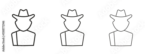 Hunter icon thin line symbol on white background, editable stroke vector illustration