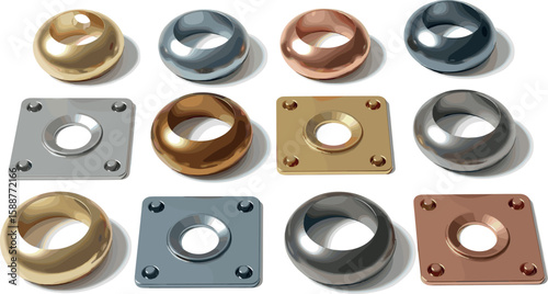 Metallic grommet set
