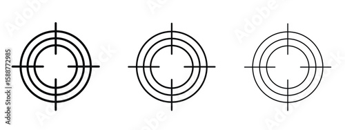 Gun target icon thin line symbol on white background, editable stroke vector illustration