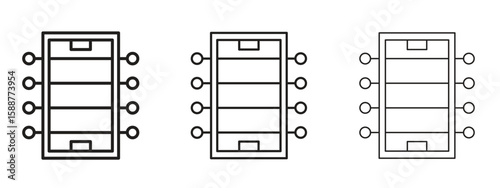 Foosball icon thin line symbol on white background, editable stroke vector illustration