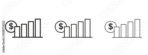Fiscal policy icon thin line symbol on white background, editable stroke vector illustration