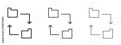 File sharing icon thin line symbol on white background, editable stroke vector illustration