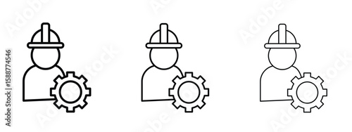 Engineer icon thin line symbol on white background, editable stroke vector illustration