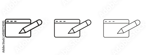 Electronic signature icon thin line symbol on white background, editable stroke vector illustration