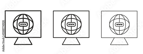 Domain icon thin line symbol on white background, editable stroke vector illustration