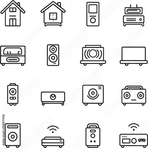 Smart Home Audio System Ultra Minimalist Icon