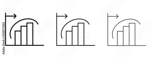 Diminishing returns icon thin line symbol on white background, editable stroke vector illustration