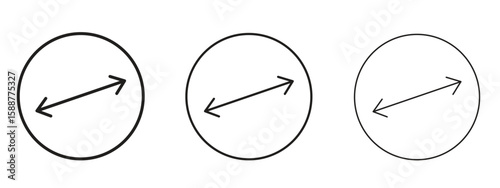 Diameter icon thin line symbol on white background, editable stroke vector illustration