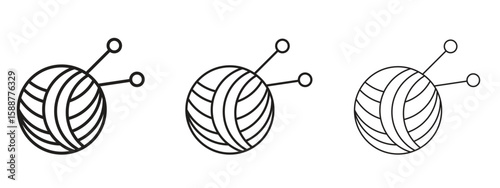Crochet icon thin line symbol on white background, editable stroke vector illustration
