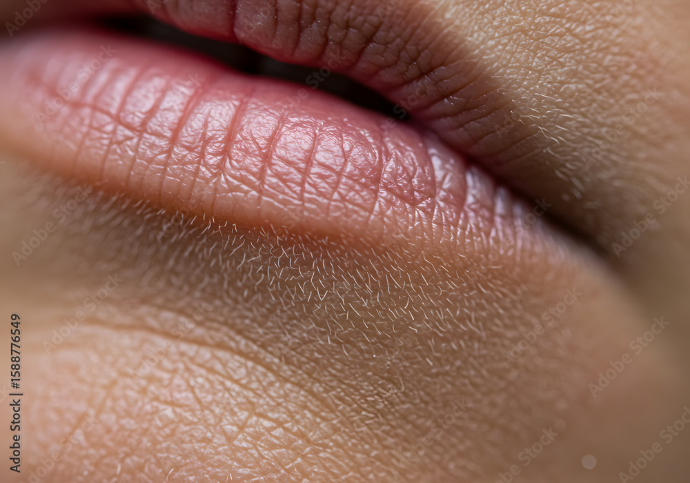 Fototapeta premium Closeup human lips skin texture