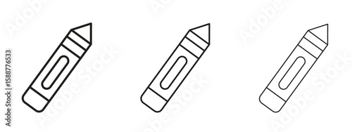 Crayon icon thin line symbol on white background, editable stroke vector illustration
