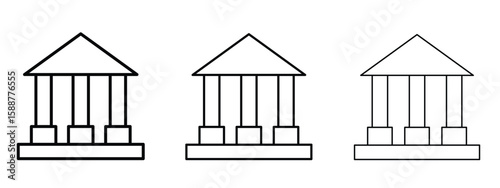 Courthouse icon thin line symbol on white background, editable stroke vector illustration