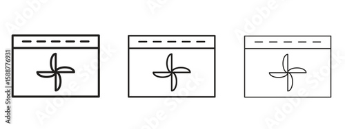 Convection turbofan stove icon thin line symbol on white background, editable stroke vector illustration