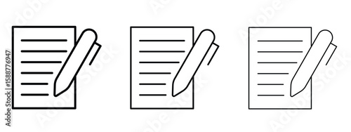 Contract icon thin line symbol on white background, editable stroke vector illustration