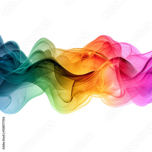 Abstract colorful smoke effect design against a black background illustration isolated on transparent background