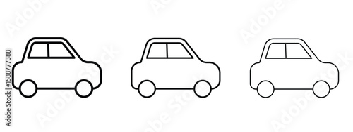 Compact car icon thin line symbol on white background, editable stroke vector illustration