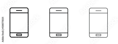 Cell phone icon thin line symbol on white background, editable stroke vector illustration